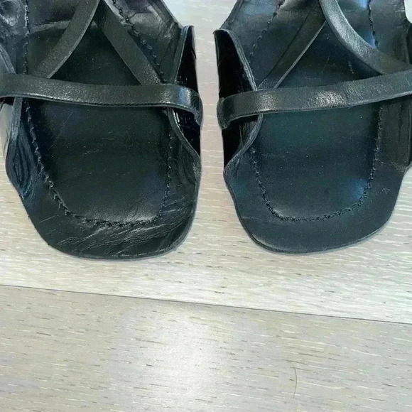 Rachel Comey Reign Sandal 39 Black Croc Leather Heeled Strappy Open Toe - Picture 6 of 10